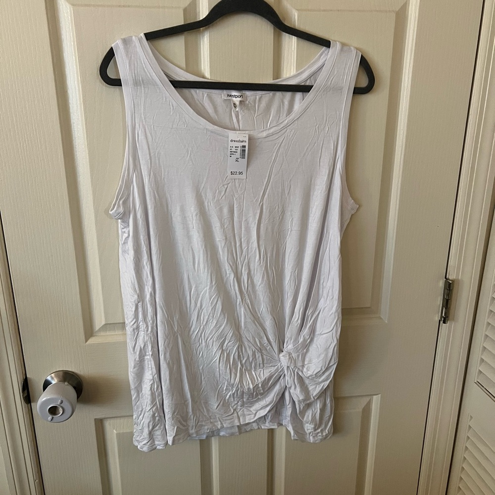 Dressbarn White Sleeveless Tank Top with Tie Front